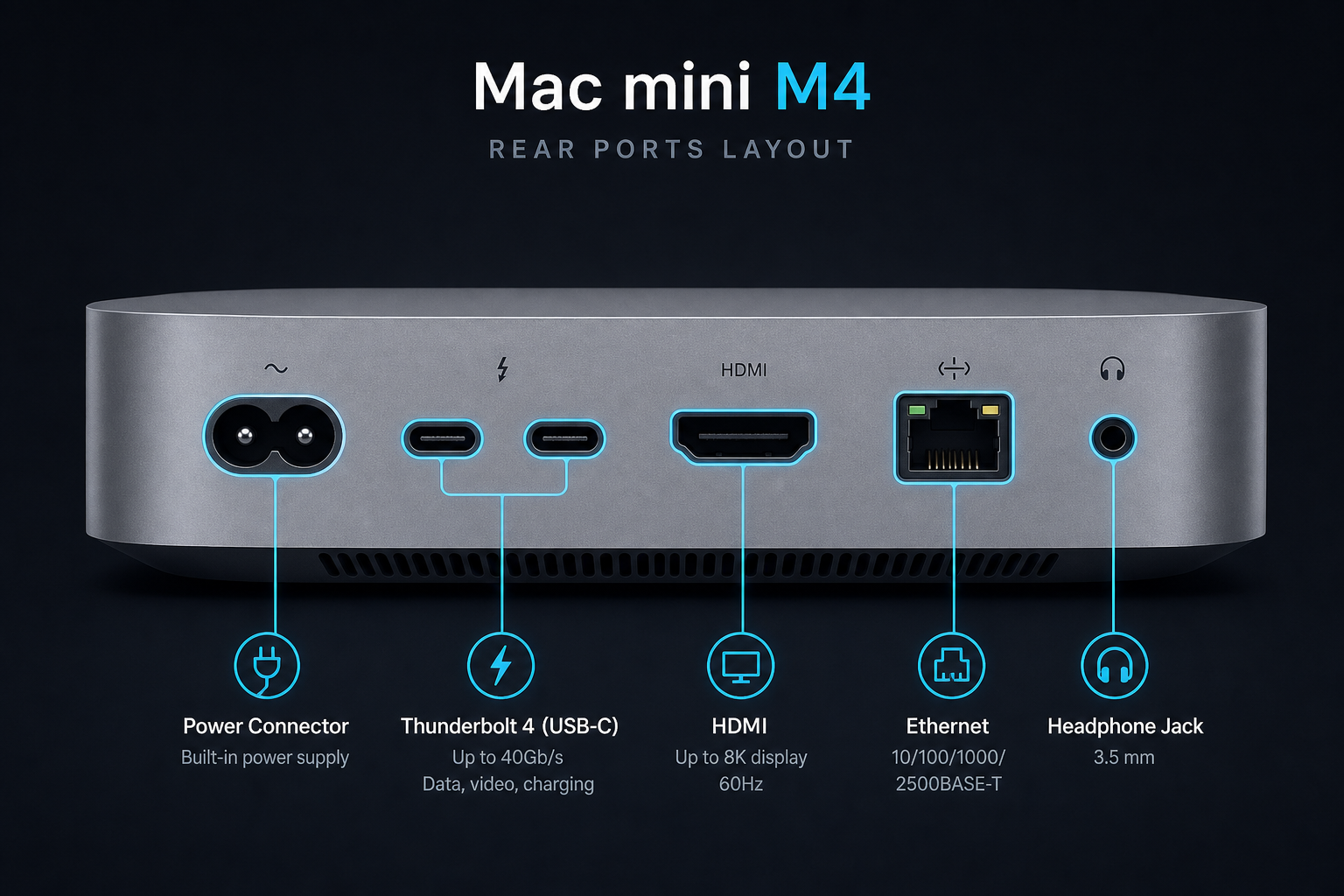 Mac mini M4 포트 구성