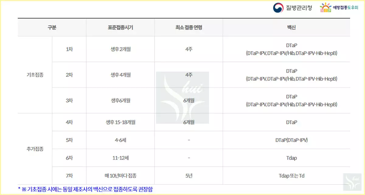 백일해 예방접종 시기
