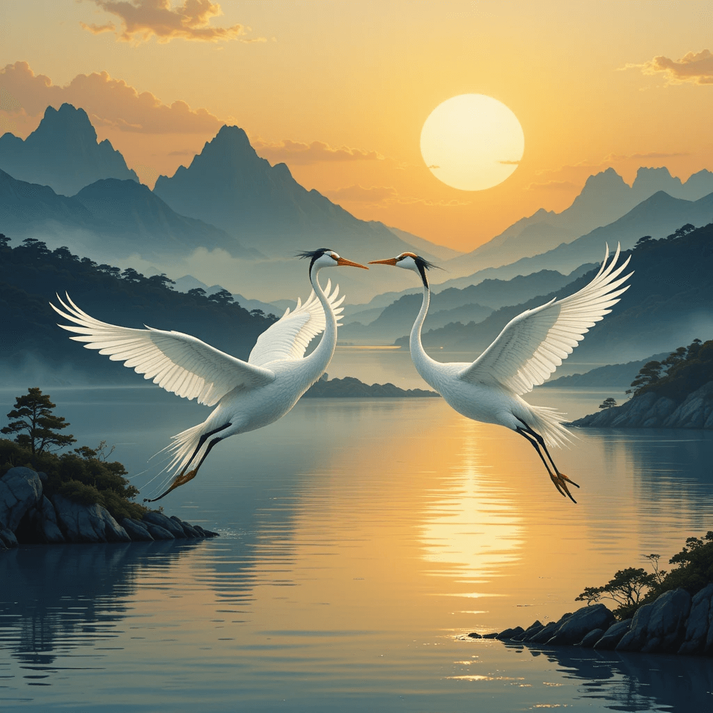 대박 태몽의 대표 꿈 홍보 포스터로 학 꿈입니다.