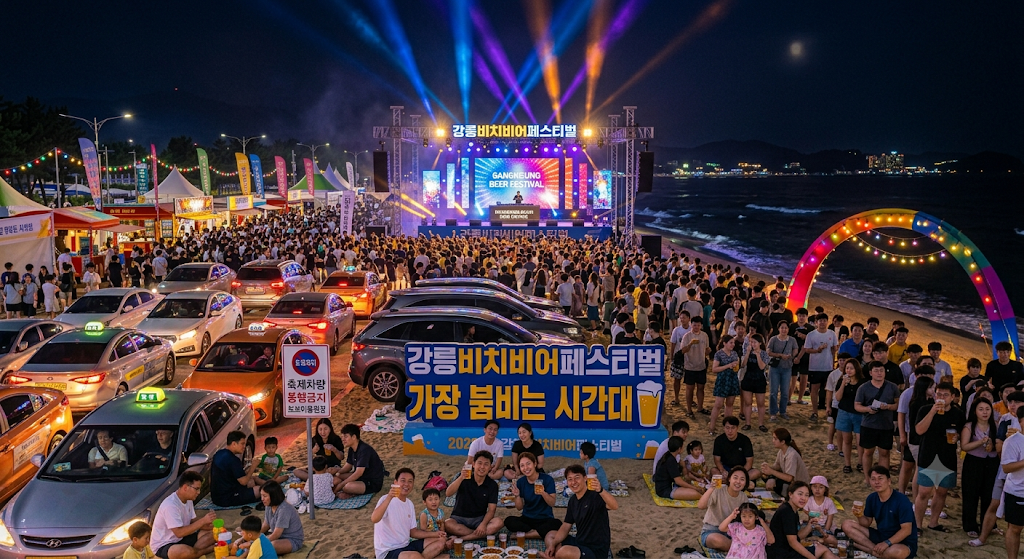 강릉비치비어페스티벌 붐비는 야간 시간대