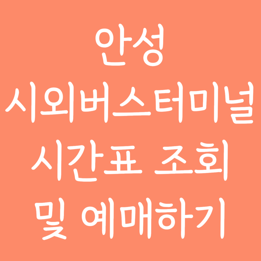 안성 시외버스터미널 시간표조회 및 예매하기