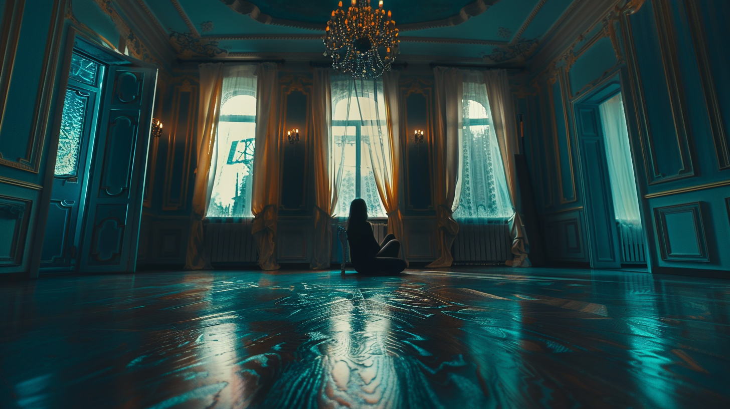 혼자 방 안에 앉아 창밖을 바라보는 사람