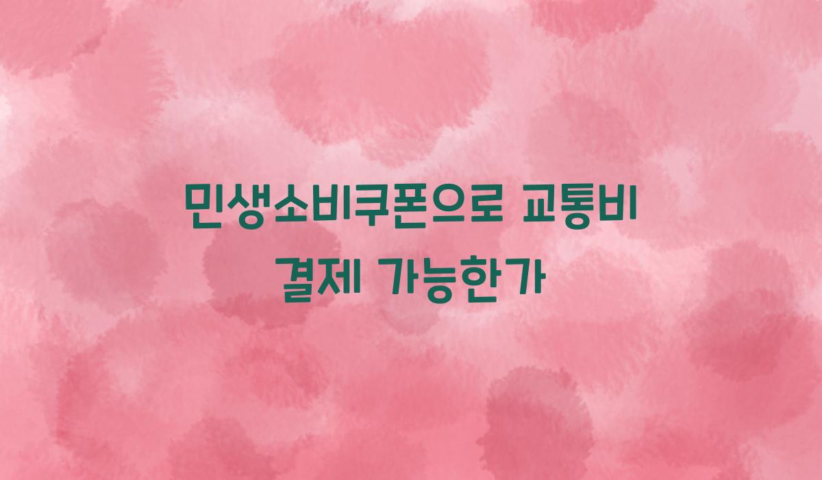 민생소비쿠폰으로 교통비 결제 가능한가