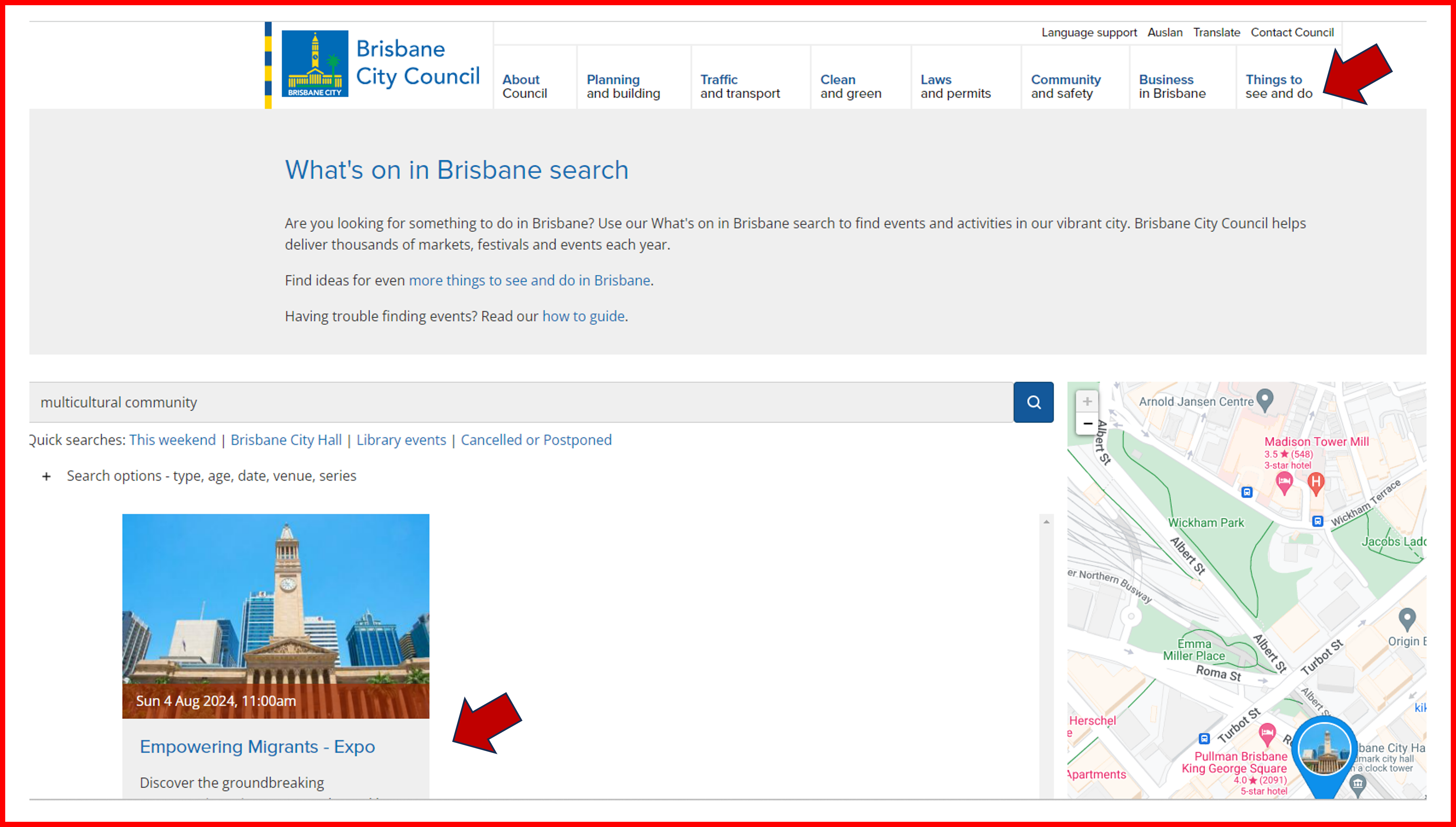 브리즈번 이벤트 찾기