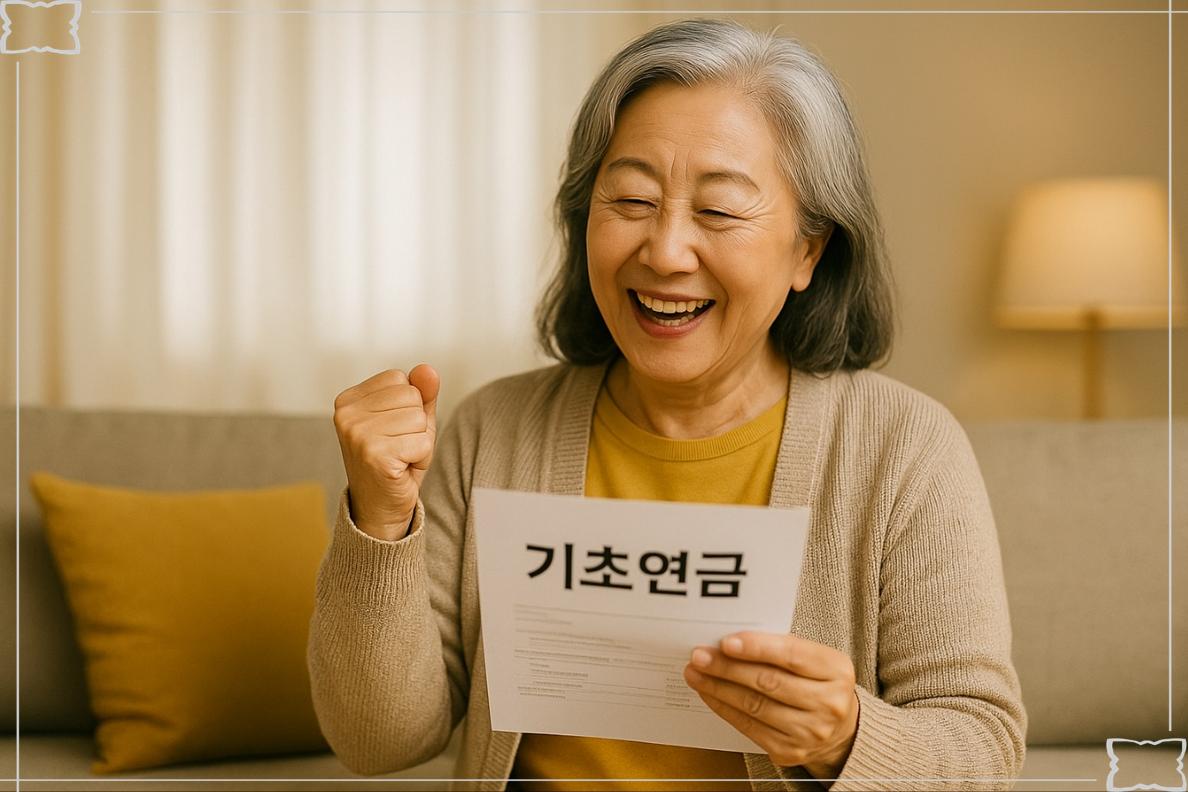 기초연금수령후 기뻐하는 사람