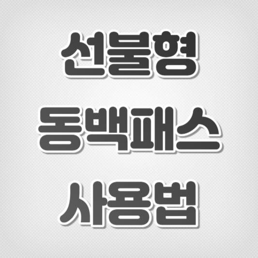 선불형 동백패스 카드-사용법