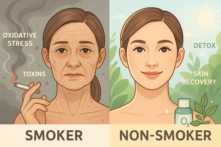 금연과 피부 노화 상관관계 (산화 스트레스, 노폐물, 주름) 이미지