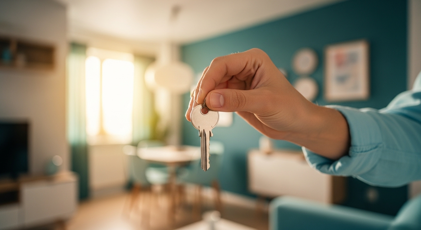 청년 전월세 보증금 대출 상향과 주거급여 확대를 상징하는 아파트 열쇠를 든 손