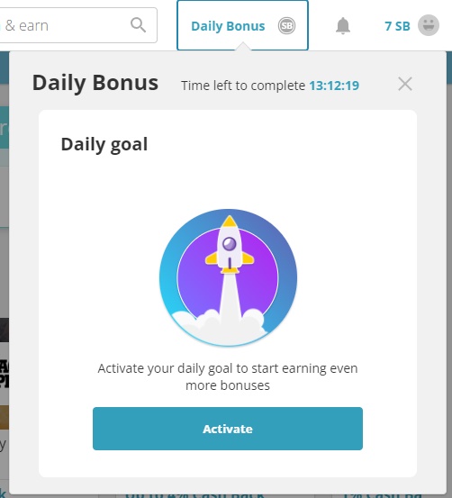 매일 보너스로 SB 획득