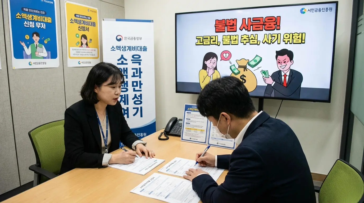 서민 금융 진흥원 소액 생계비 대출 심사 및 불법 사금융 위험성 경고