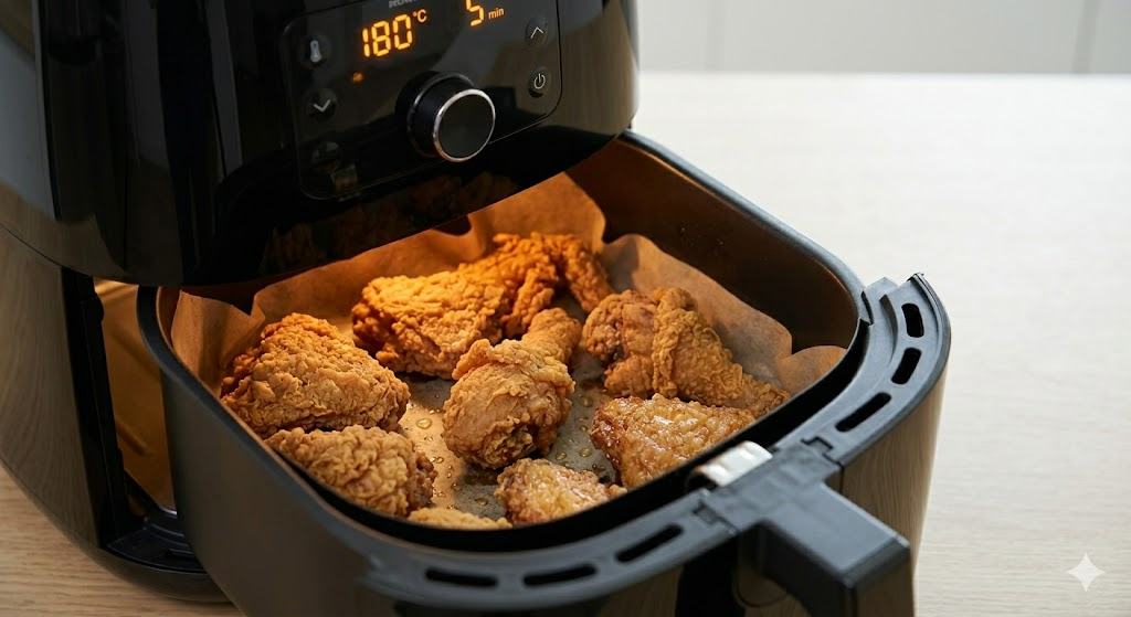 180도의 에어프라이어가 재가열하기 좋아요