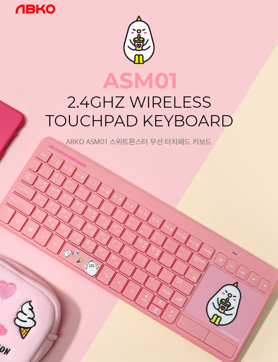 ABKO ASM01 스위트 몬스터 무선 터치패드 키보드