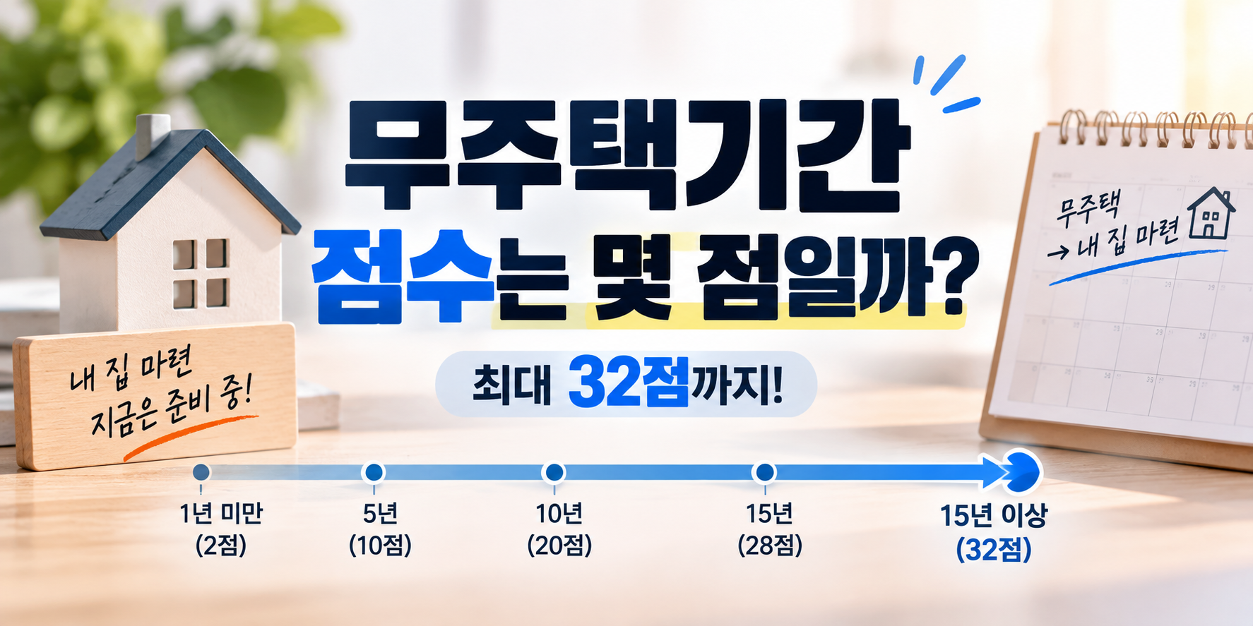 청약 무주택기간 점수 1년 미만 2점부터 15년 이상 32점까지 설명 이미지