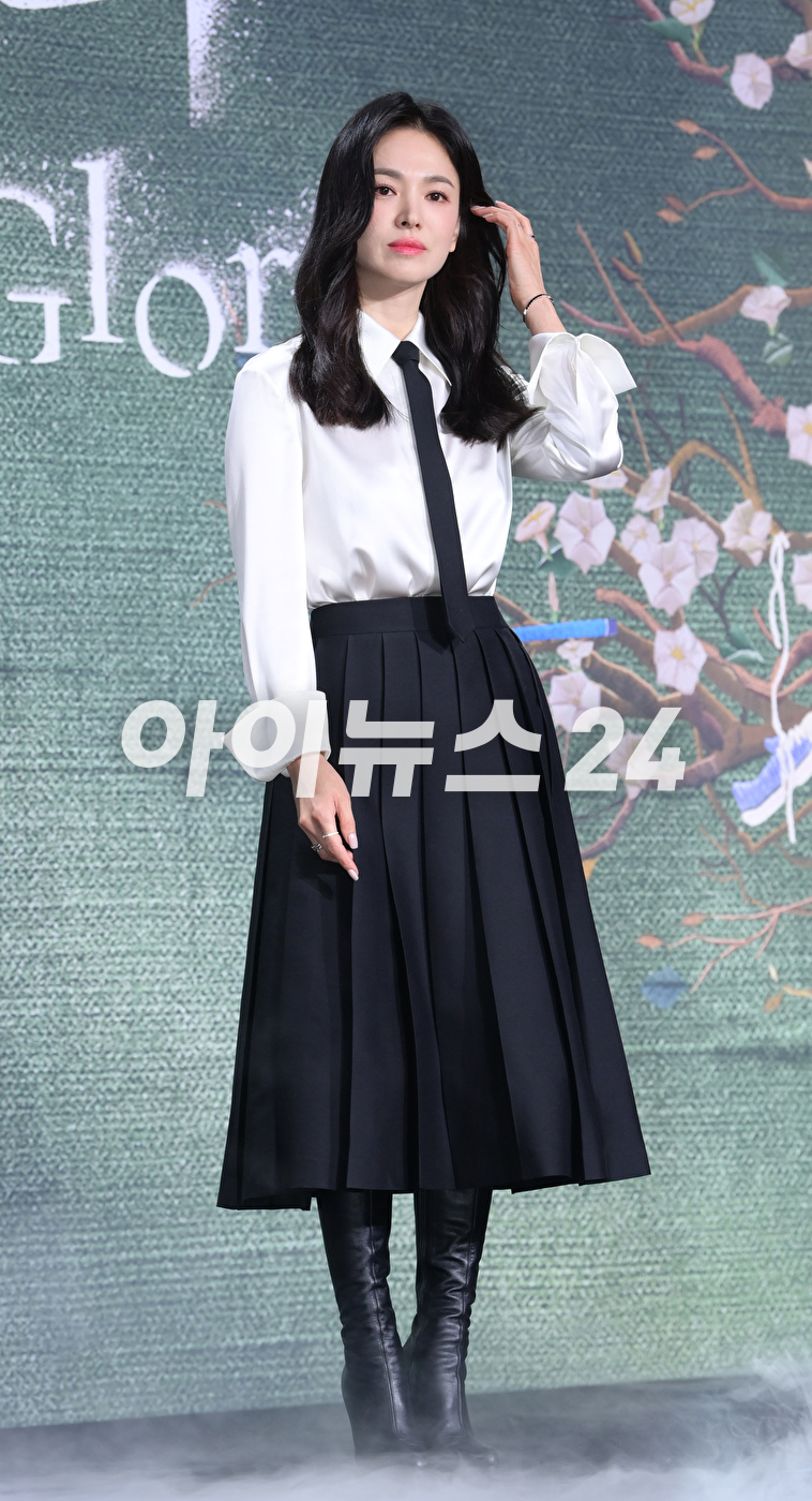 배우 송혜교가 20일 오전 서울 종로구 JW매리어트 서울에서 진행된 넷플릭스 시리즈 '더 글로리' 제작발표회에 참석하고 있다. [사진=정소희 기자]