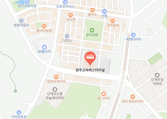 원주고속버스터미널 위치-지도
