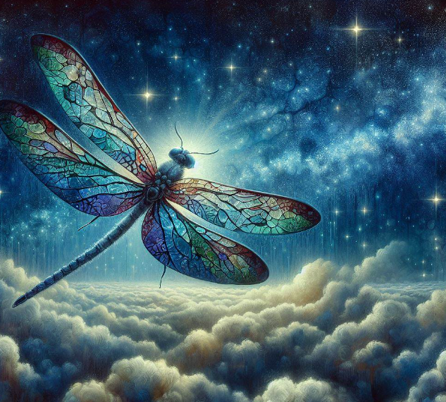 호숫가-나뭇가지위에-앉은-잠자리-꿈