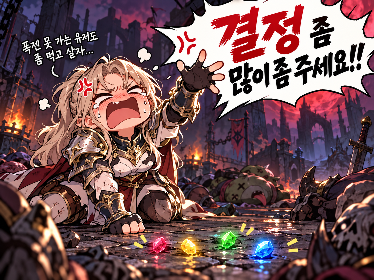 결정좀 많이 달라고 하소연 하는 웹툰 이미지