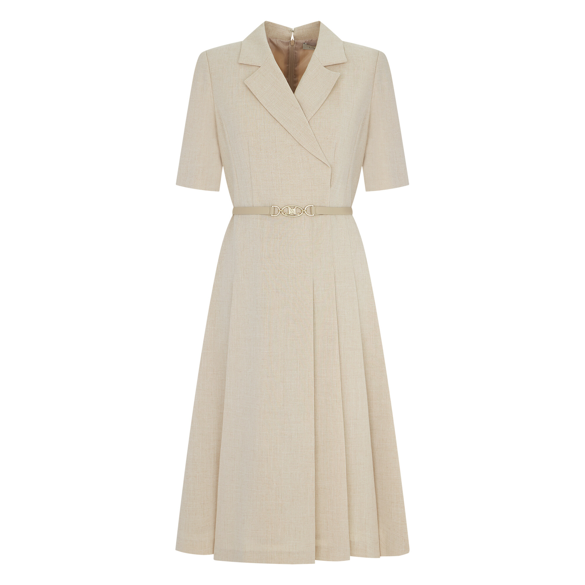 라인어디션 피치아 숏슬리브 사이드 플리츠 원피스 NGOPMF9500