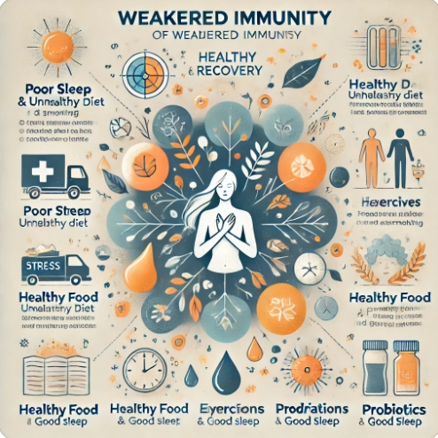 면연력 저하 및 회복 관련 이미지
