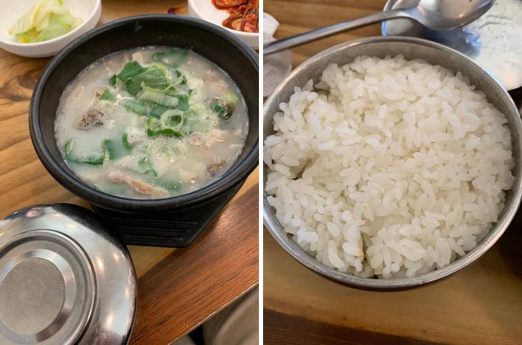 순대국과 밥 나온 모습