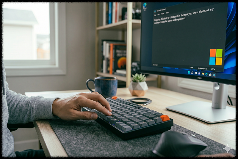 키보드에서 Ctrl C와 Ctrl V를 누르는 모습