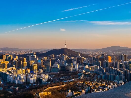 서울 도시 풍경&amp;#44; 집들과 도로