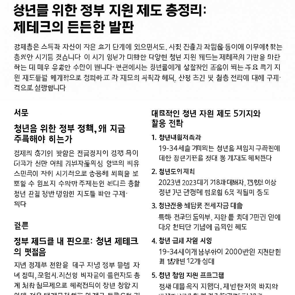 청년을 위한 정부 지원 제도 관련 사진