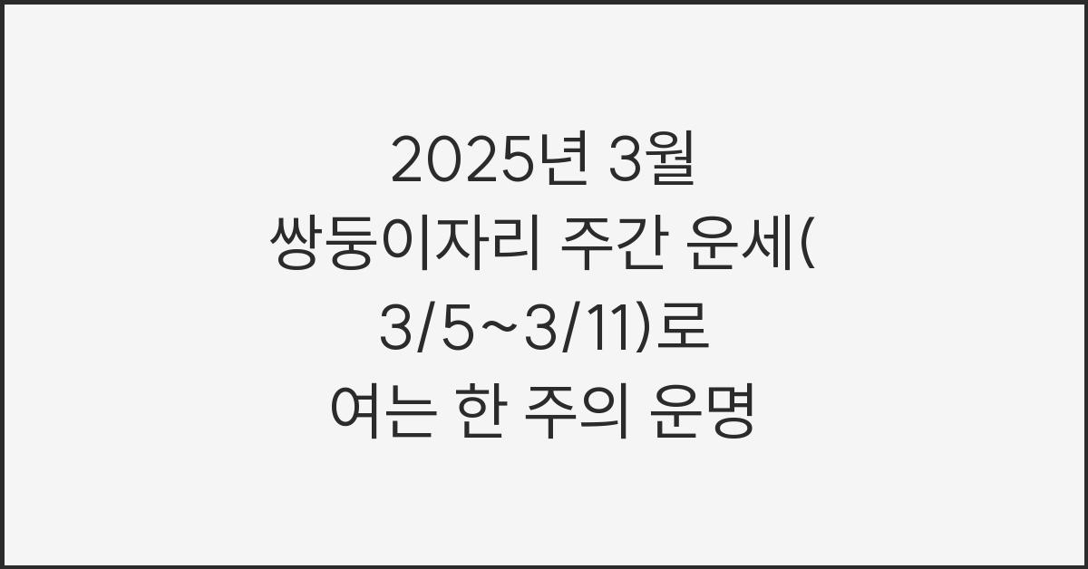 2025년 3월 쌍둥이자리 주간 운세(3/5~3/11)