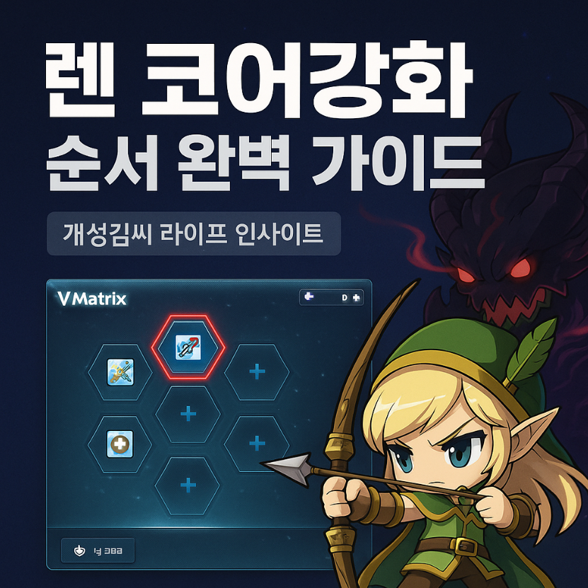 렌코어강화,메이플 렌 코강 순서,렌 하이퍼스킬,렌 스킬트리,렌 보스딜,렌 V매트릭스 강화법