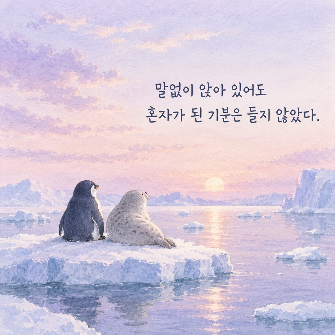 말없이 앉아 있어도 혼자가 된 기분은 들지 않았다.