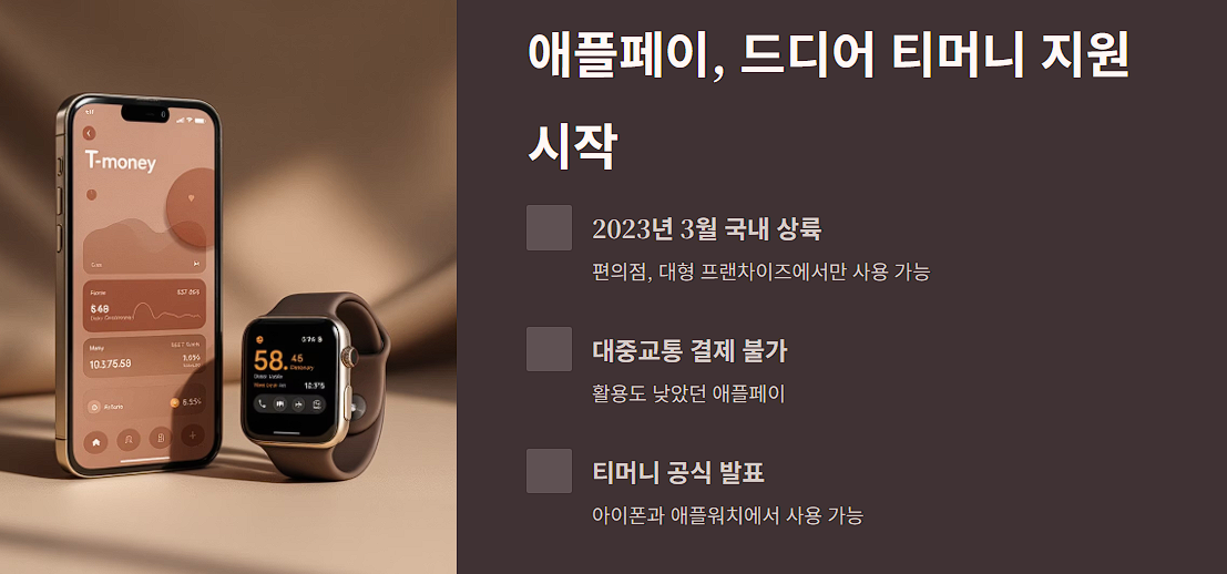 애플페이, 드디어 티머니 지원 시작