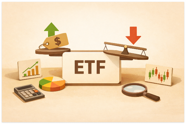 ETF 시장가격과 순자산가치 차이를 설명하는 괴리율 개념 일러스트