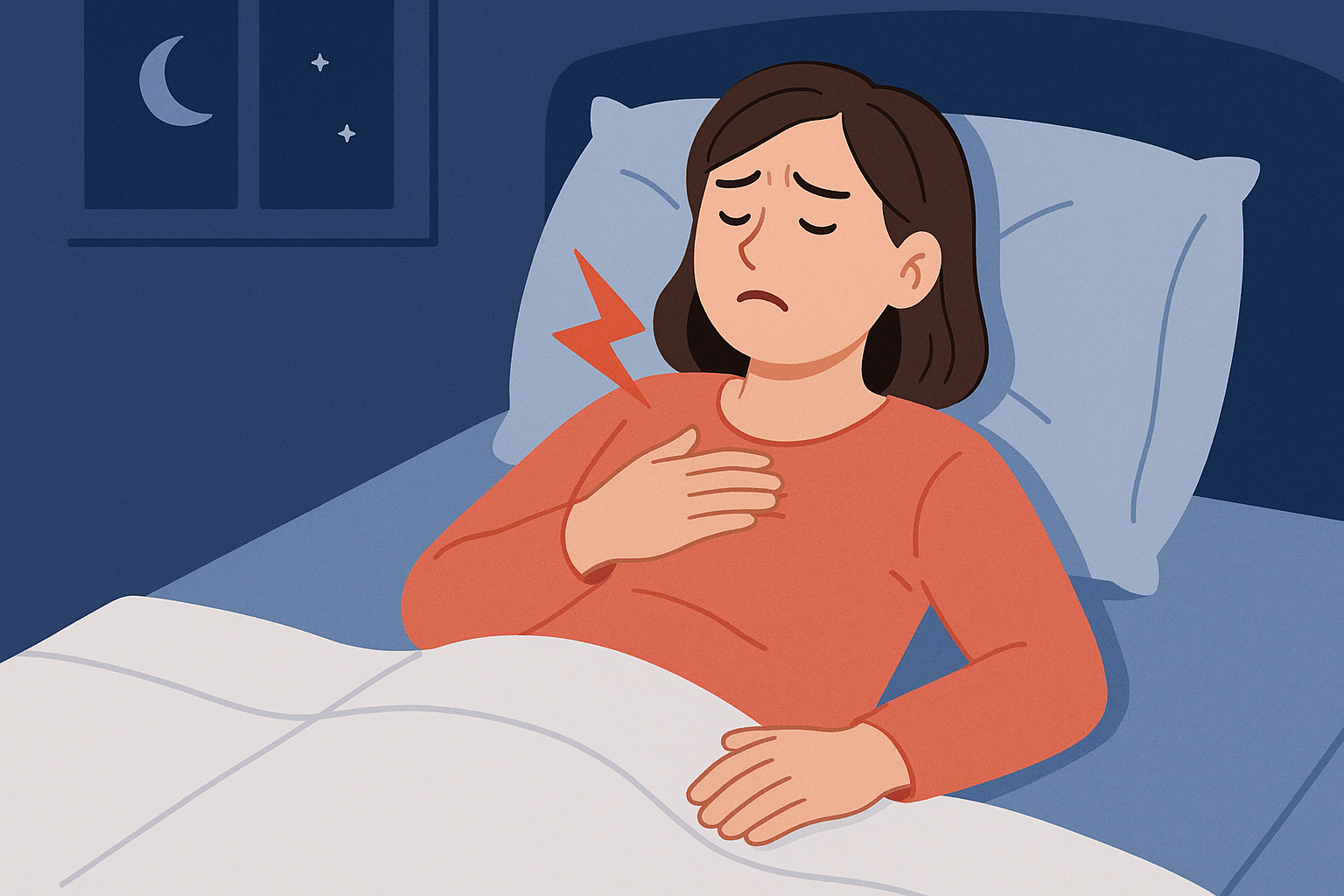 역류성 식도염으로 숨이 답답한 여성