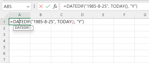 엑셀 DATEDIF 함수 예제