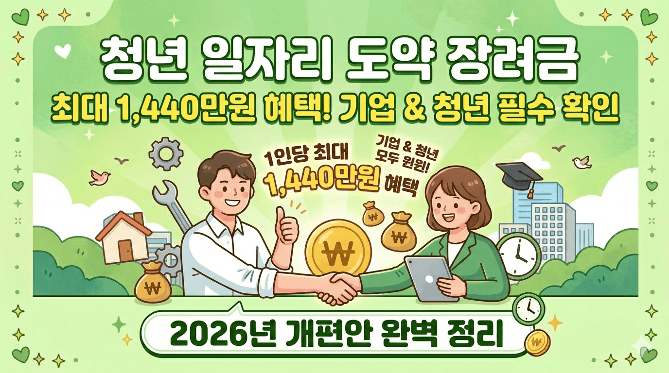 2026년 청년일자리도약장려금 완벽 정리(1인당 최대 1,440만 원)