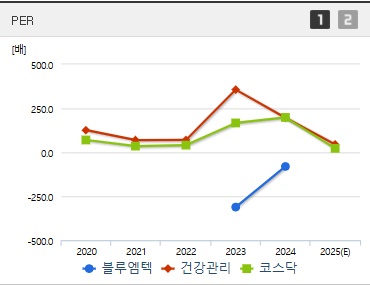 블루엠텍 주가 PER (0508)