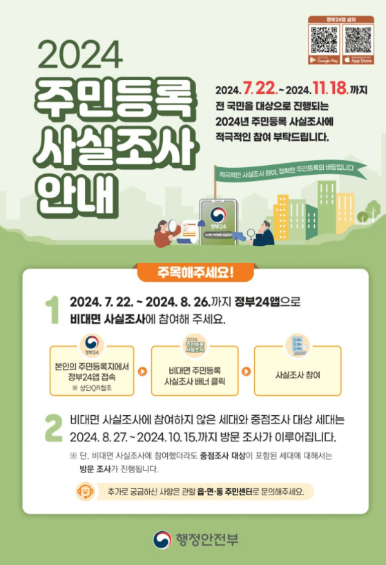 2024 주민등록 사실조사 방문 비대면 참여방법 후기