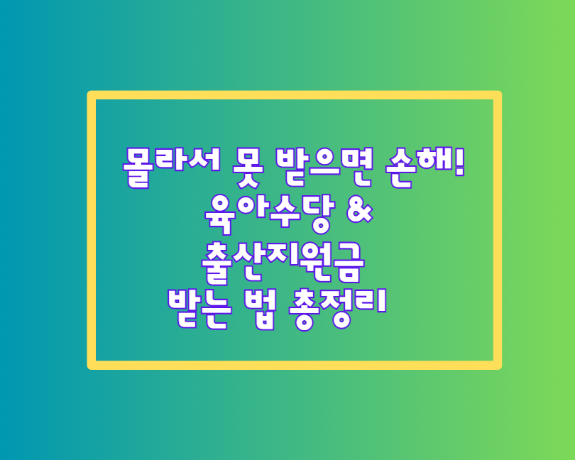 몰라서 못 받으면 손해! 육아수당 & 출산지원금 받는 법 총정리