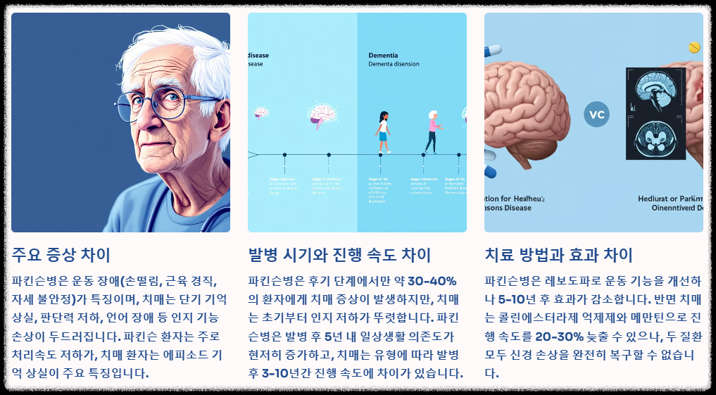 파킨슨병과 치매의 핵심 차이점