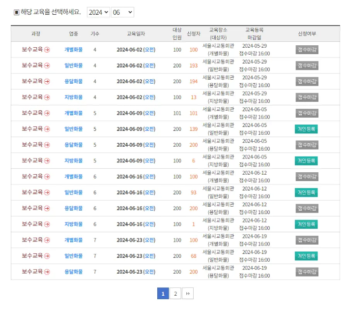 교육일자 선택