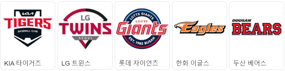 KBO 한국 리그 10개 구단
