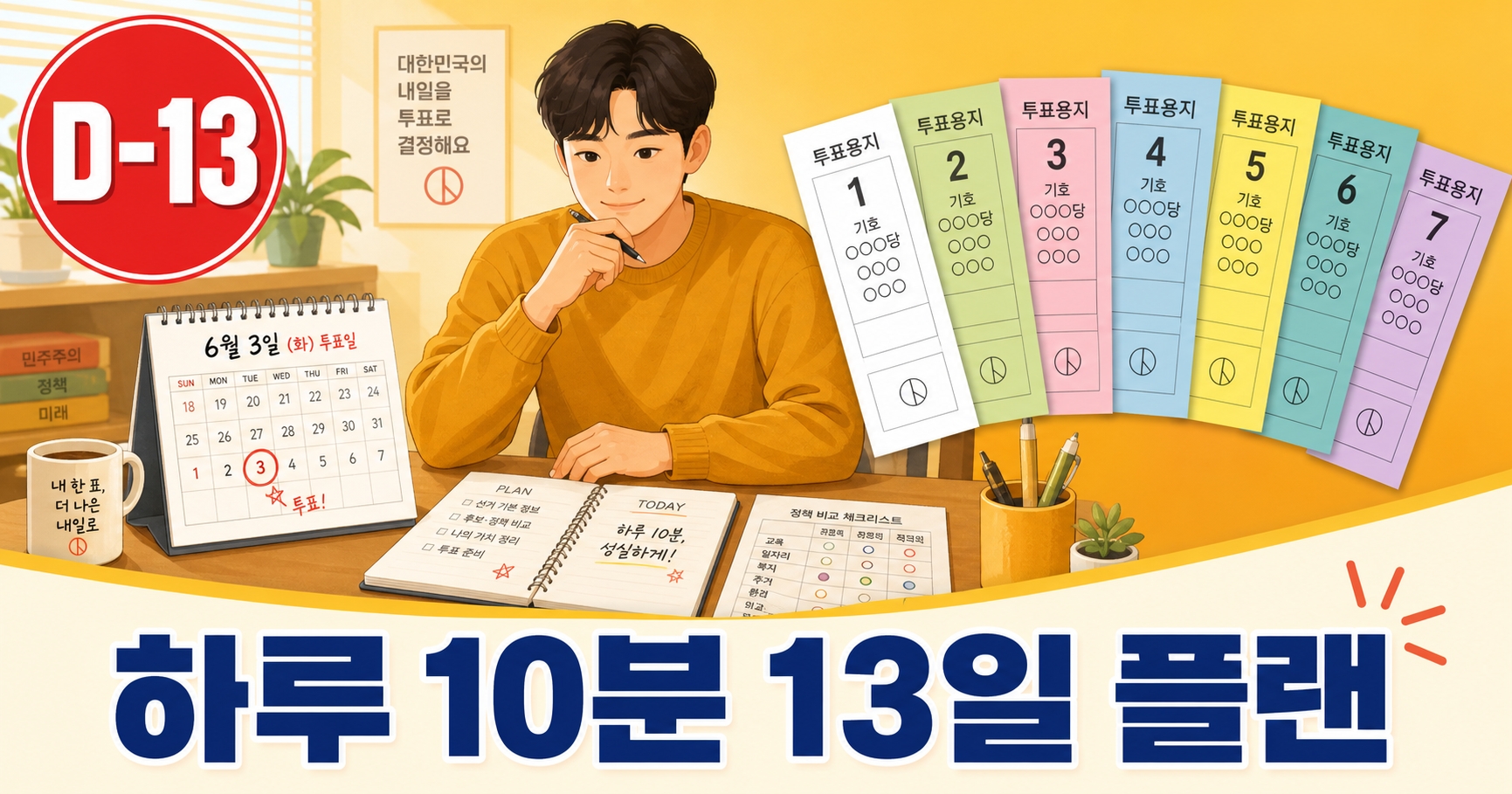 6.3 지방선거 D-13 카운트다운 액션 플랜 우리 동네 7표 워크시트 2026
