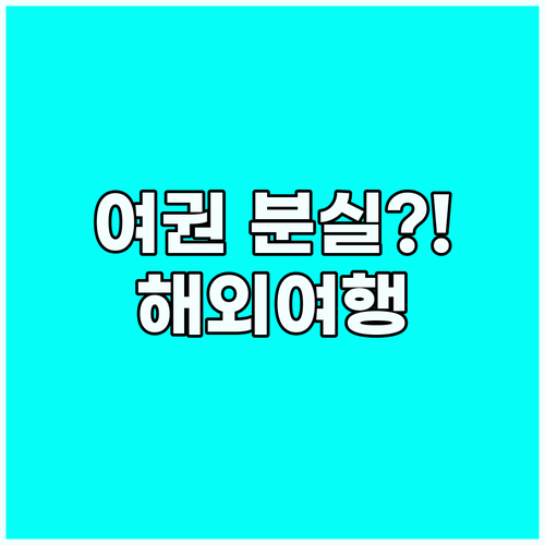 여권 분실 SOS! 해외여행 위기 대..