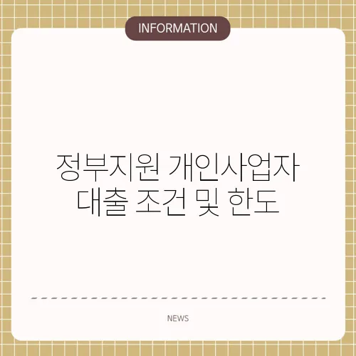 정부지원 개인사업자 대출 조건 및 한도
