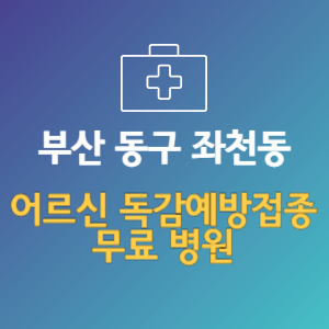 부산 동구 좌천동 노인 독감예방접종 무료 병원 (인플루엔자 무료 접종 대상 날짜)