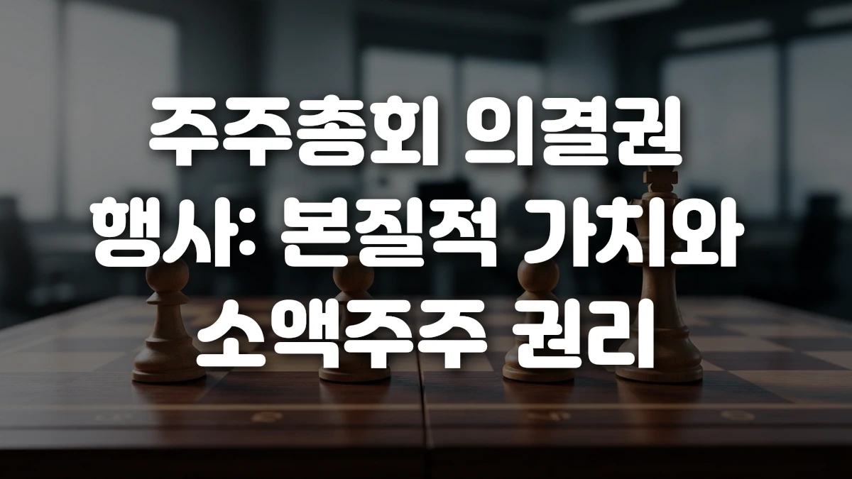 주주총회 의결권 행사 본질적 가치와 소액주주 권리