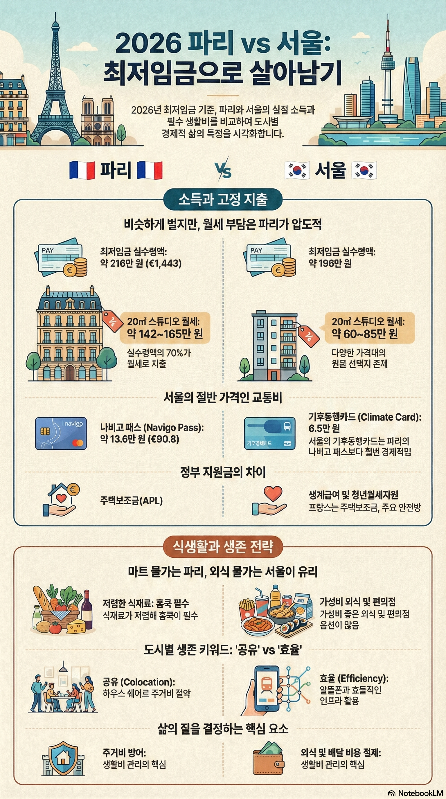 파리 서울 최저임금으로 살아남기