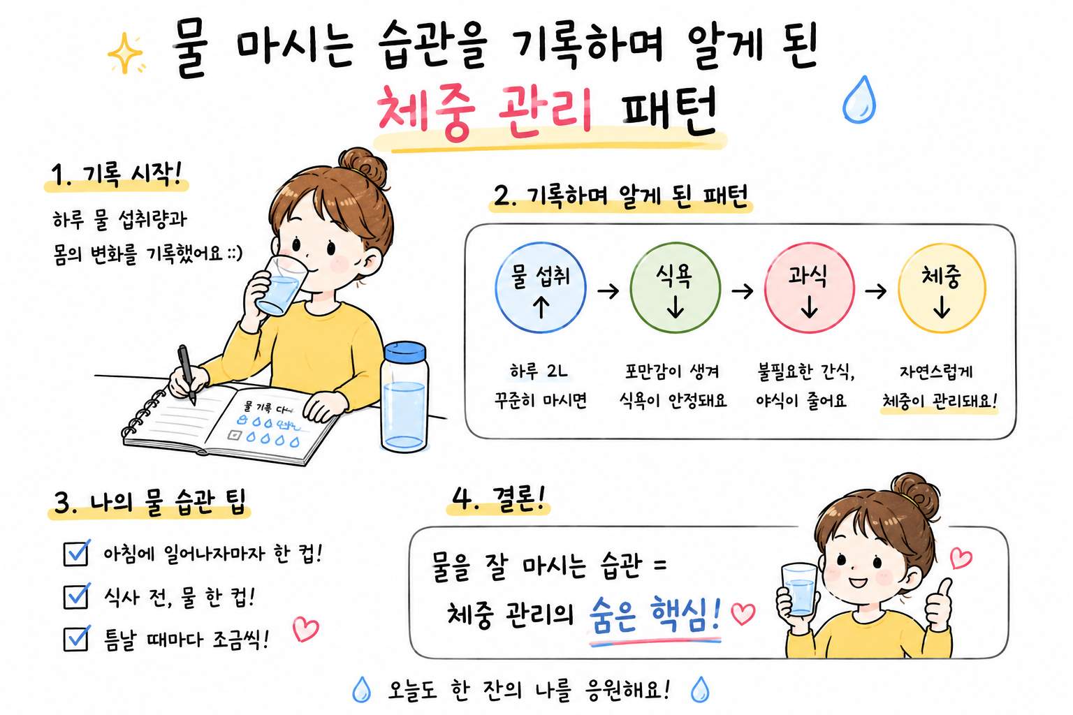 물 마시는 습관을 기록하며 알게 된 체중 관리 패턴