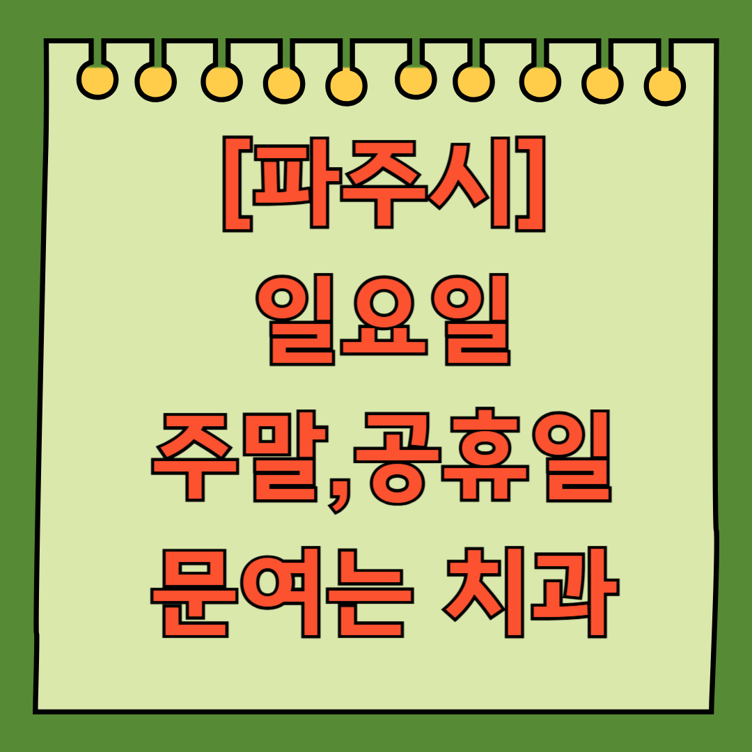 파주시 일요일 문 여는 치과 목록 ❘ 공휴일 주말 야간진료 ❘ 어린이치과 찾기