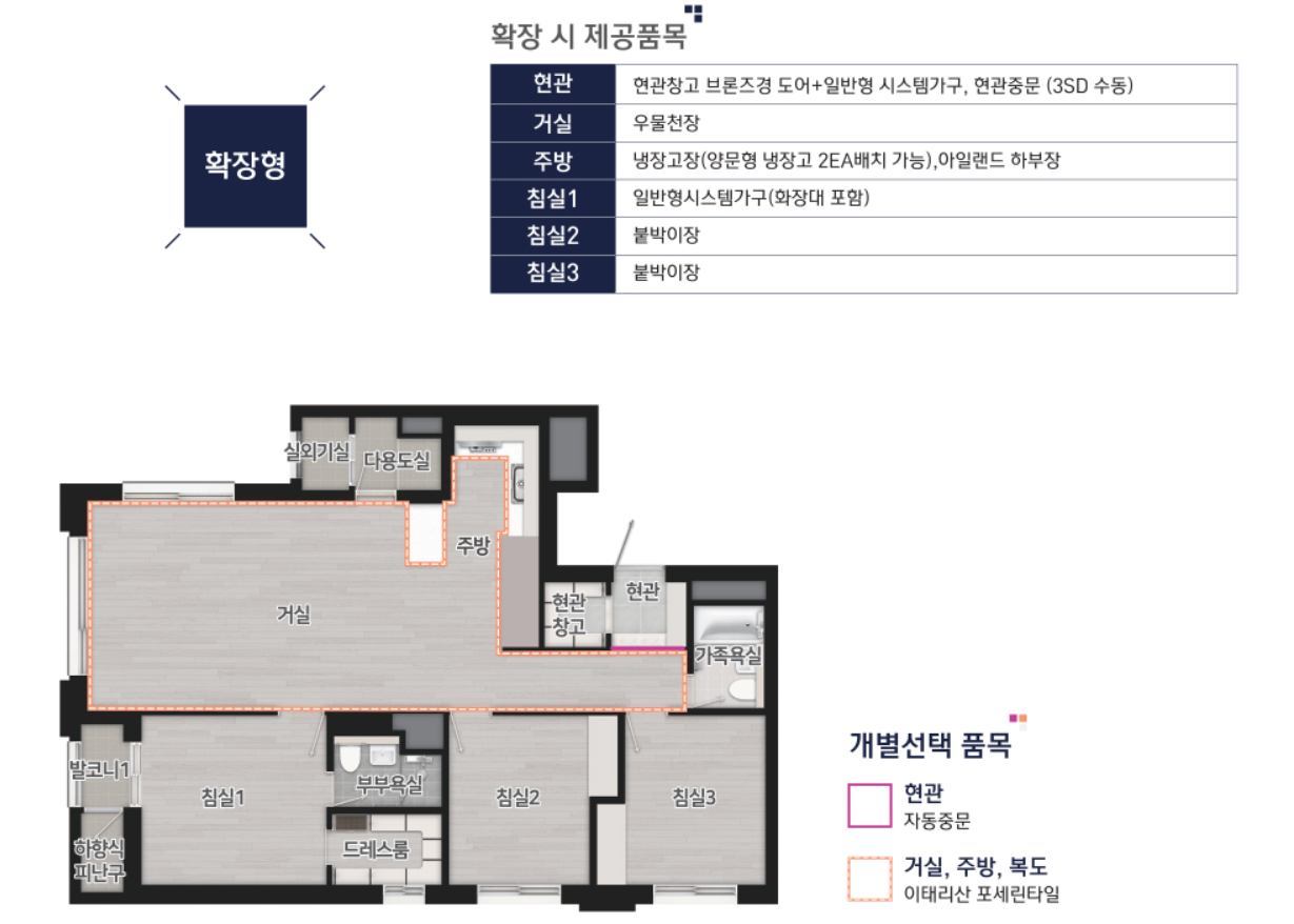 사하 경남아너스빌 모델하우스 84m2 A 평면도